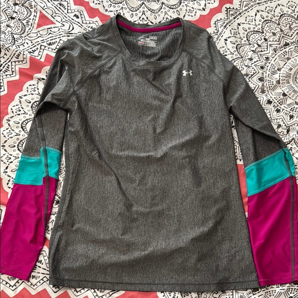 Under Armour Charcoal Long Sleeve with Magenta and Teal Accents